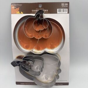Set of 6 Stainless Steel Cookie Cutters Pumpkin 3 Sizes 1.5-3-5.25 inch Fall